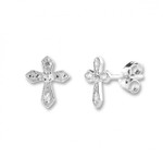 Sterling Silver Cubic Zirconia Cross Earrings