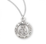 Sterling Silver or Gold-over Sterling Silver Small Round Queen of the Holy Scapular Medal - 18" Chain