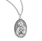13/16" Oval Sterling Silver Our Lady of Guadalupe Medal with 18" chain