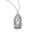 Sterling Silver Our Lady of Guadalupe Silhouette Pendant - 18" Chain