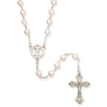 Pink Pearl Heart Communion Rosary 
