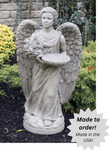 Rosebud Angel with Feeder Outdoor Cement Garden Statue - 28" 