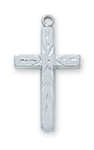 Sterling Silver Etched Cross Pendant with Chain 