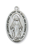Sterling Silver Oval Miraculous Medal - 20" Chain