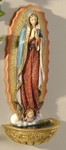 Our Lady of Guadalupe Holy Water Font 7.5". Materials: Resin/Stone Mix. Dimensions: 7.38"H x 3.125"W x 2"D Our Lady of Guadalupe Holy Water Font 7.5". Materials: Resin/Stone Mix. Dimensions: 7.38"H x 3.125"W x 2"D
