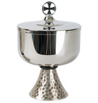Stainless Steel Ciborium with Black Delrin Node & Hammered Silver-Plated Base – 400 Host Capacity