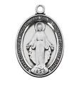 Sterling Silver Oval Miraculous Medal - 18" Chain