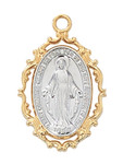 Gold-over Sterling Silver Scalloped Two-Tone Miraculous Medal - 18" Chain