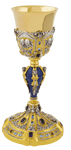 24KT Gold-Plated Italian Chalice & Paten with Amethyst Stones and Matching Ciborium 