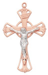 Rose Gold Sterling Silver Two-Tone Crucifix - 18" Chain