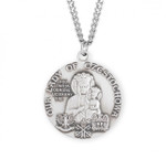 Sterling Silver Round Our Lady of Czestochowa Medal - 24" Chain