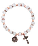 Copper Crystal Rosary Stretch Bracelet 