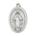 Miraculous Medal Large Oval Silver Antiqued Oxidized Medal 