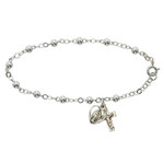 4MM Sterling Silver Beaded Rosary Bracelet 