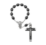 One Decade Oval Black Wood Bead Auto Rosary
