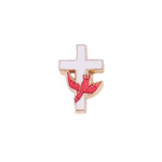 Holy Spirit Dove on White Cross Enameled Pin Lapel Pin