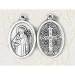 St Benedict Oval Silver Antiqued Oxidized Medal
