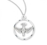 Sterling Silver or Gold-over Sterling Silver Open Circle Holy Spirit Pendant - 18" Chain