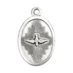 Holy Spirit Oval Antiqued Silver Oxidized Medal