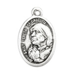St. Mother Teresa of Calcutta Oval Silver Antiqued Oxidized Medal