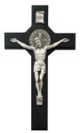 Black Wood St. Benedict Crucifix with Silver Corpus - 10.5" 