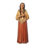 This 6" St. Kateri Tekakwitha Figure is made of a resin stone mix. St. Kateri is the Patron Saint of the environment and ecology This 6" St. Kateri Tekakwitha Figure is made of a resin stone mix. St. Kateri is the Patron Saint of the environment and ecology