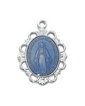 Pewter Blue Enamel Scalloped Miraculous Medal 