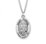 Sterling Silver Large Oval St. Gabriel - 24" Chain
