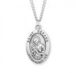 Sterling Silver Large Oval St. Gerard Medal - 24" Chain