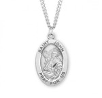 Sterling Silver Large Oval St. John Medal - 24" Chain