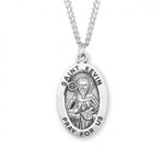 Sterling Silver Large Oval St. Kevin Medal - 24" Chain