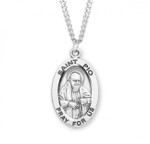 Sterling Silver Large Oval St. Padre Pio Medal - 24" Chain
