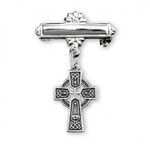 Sterling Silver or Gold-over Sterling Silver Tiny Celtic Cross Bar Pin