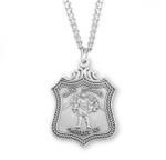 Sterling Silver St. Michael Shield Pendant - 24" Chain
