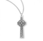 Sterling Silver Large Irish Celtic Cross Pendant - 18" Chain