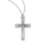 Sterling Silver Star Burst Cross Pendant - 18" Chain