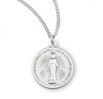 Sterling Silver Round Miraculous Medal - 18" Chain