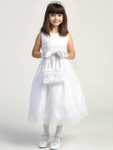 Communion Dress - Corded Embroidered Tulle Skirt with Sequins 