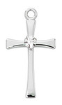 Pewter Plain Cross with Cubic Zirconia Center 