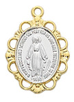 Gold-over Sterling Silver Two-Tone Scalloped Miraculous Medal - 16-18" Chain