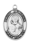 Sterling Silver Oval St. Agatha Medal - 18" Chain