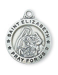 Sterling Silver Round St. Elizabeth Medal - 18" Chain