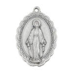 Antiqued Silver Oxidized Scalloped Miraculous Medal 