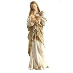 Madonna and Child with Lamb. Madonna and Child with Lamb statue stands 12"H. From the Renaissance Collection, the Madonna statue is made of a resin/stone material. Actual dimensions are: 12"H 4.25"W 3.5"D Madonna and Child with Lamb. Madonna and Child with Lamb statue stands 12"H. From the Renaissance Collection, the Madonna statue is made of a resin/stone material. Actual dimensions are: 12"H 4.25"W 3.5"D