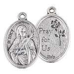 St. Lucy Oval Silver Antiqued Oxidized Medal
