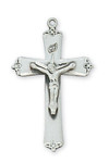 Sterling Silver or Gold-over Sterling Silver Scalloped Edge Crucifix - 18" Chain