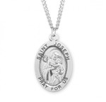 Sterling Silver Large Oval Saint  Joseph Medal - 24" Chain