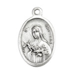 St Therese of Lisieux Oval Silver Antiqued Oxidized Medal