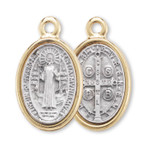 Gold Rimmed Silver Oxidized St. Benedict Medal