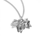 Sterling Silver Triple Slide Lily Miraculous Medal - 18" Chain